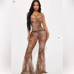 SOLD OUT Dare To Touch Leopard Mesh Pant Set - Brown